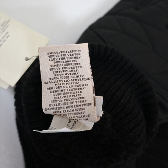 UGG Leather with Fabric Quilted Knit Gloves Size Small Medium in Black NEW - Picture 6 of 8